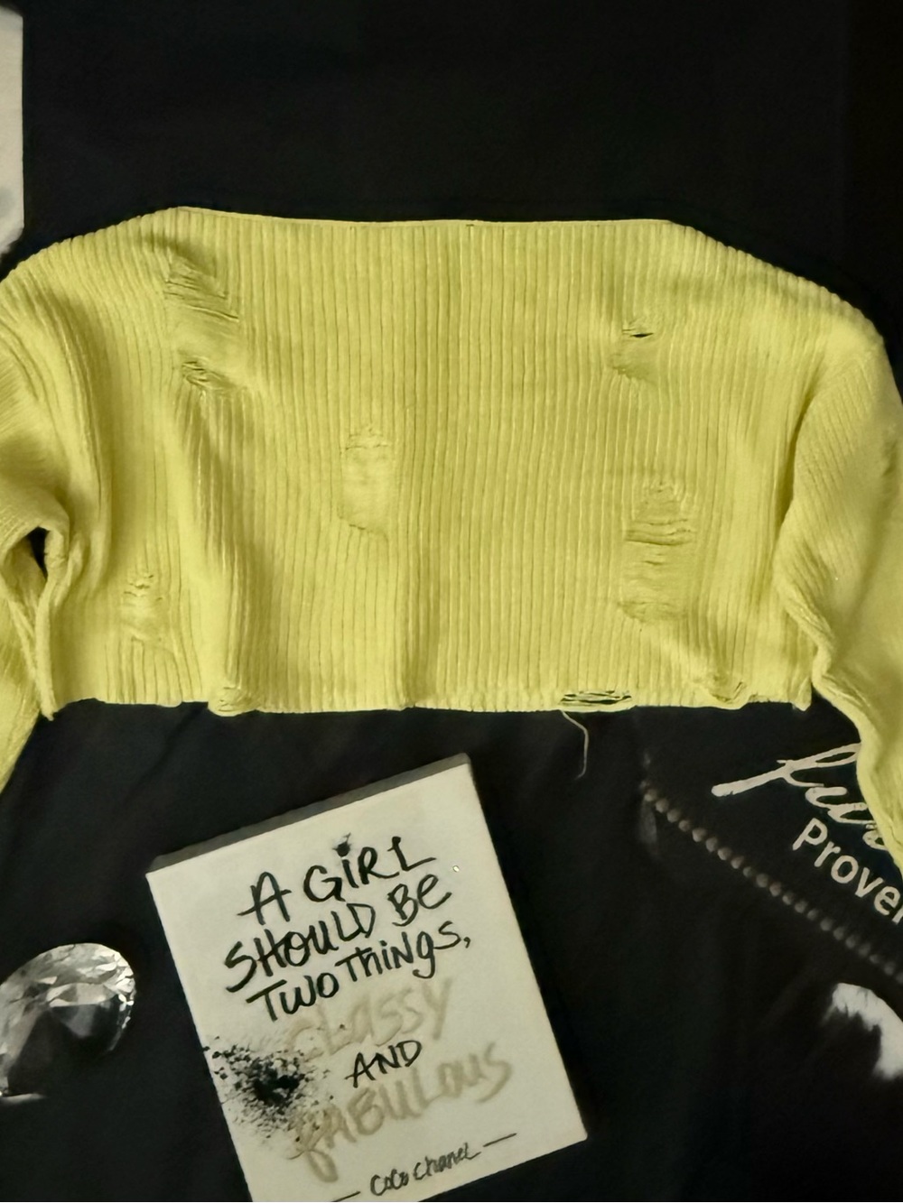 Forever 21 Distressed Ribbed Crop Top - Light Yellow